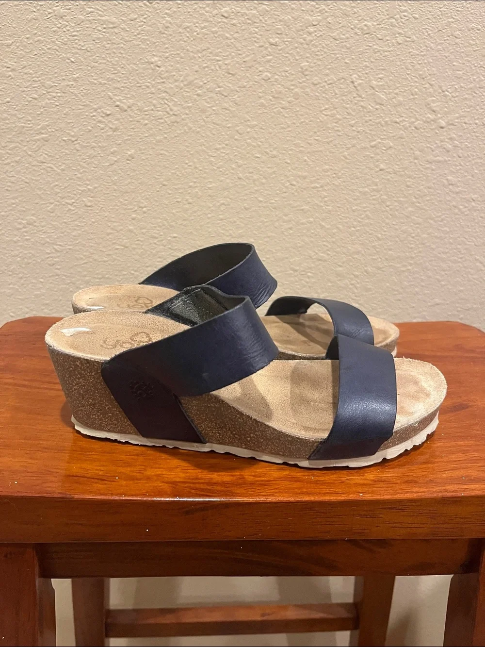 Women's Navy Double-Strap Wedge Sandals by Vionic